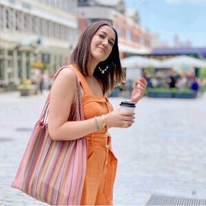 Lumily Poppy Hand Woven Tote Bag • Multicolor Stripes • Carryall